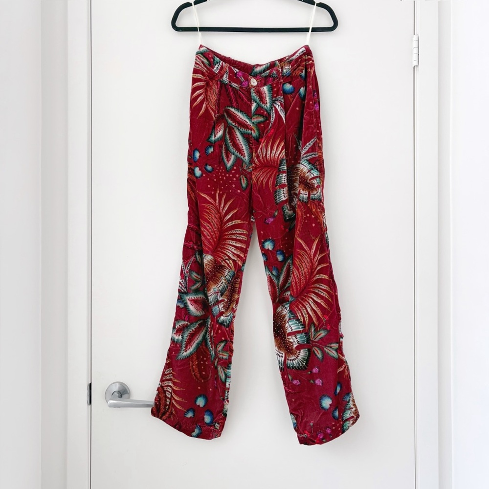 NWOT Farm Rio Winter Leaf Velvet Pants XS